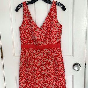 J. CREW Women's Linen Sleeveless Dress Coral Floral Size 6